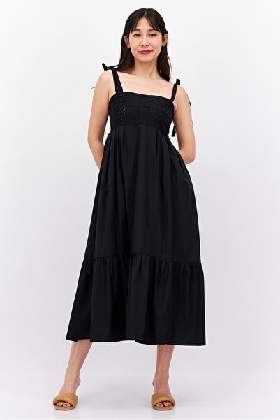 Esprit فستان ميدي نسائي بفتحات، أسود