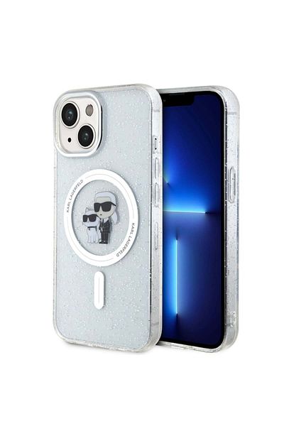 Karl Lagerfeld Case iPhone 15 / iPhone 14 / iPhone 13 Glitter, Karl Lagerfeld - Transparent Karl & Choupette
