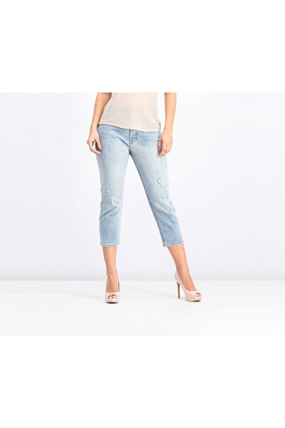 GAP بنطلون جينز قصير مستقيم الساق للنساء، أزرق