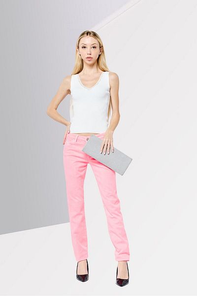 Karl Lagerfeld Women Regular Fit Solid Stretchable Denim Jeans, Pink