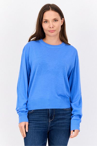 Esprit Women Crew Neck Knitted Sweater, Blue