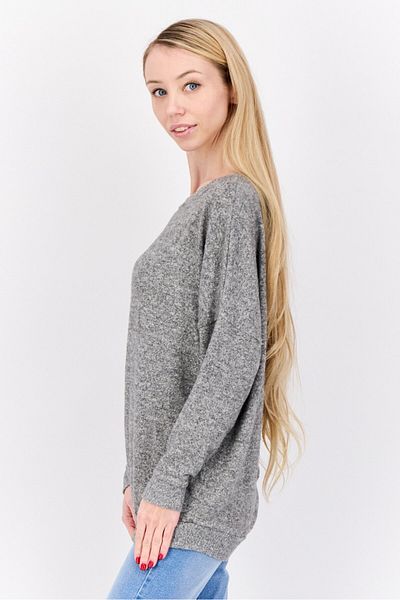 Joie Women Round Neck Heather Sweater, Grey