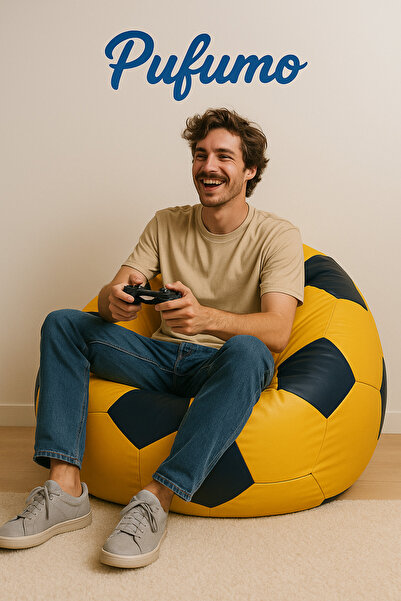 Pufumo XL BÜYÜK BOY FUTBOL TOPU PUF ARMUT KOLTUK SUNİ DERİ