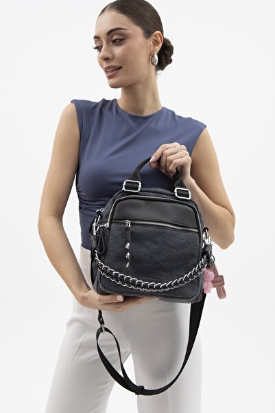 LuviShoes BYN2367 Чорна полотняна жіноча сумка через плече