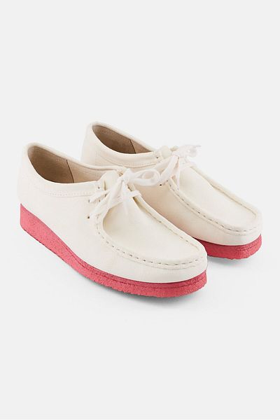 CLARKS Women Standard Wallabee Lace Up Casual Shoes, White
