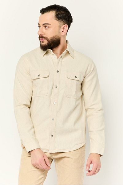 Esprit Men Textured Jacket Shirts, Beige