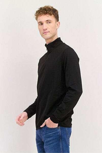 Lyle & Scott Men Mock Neck Long Sleeves Plain Sweatshirt, Black