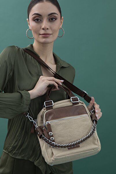 LuviShoes BYN2367 Бежева полотняна жіноча сумка через плече