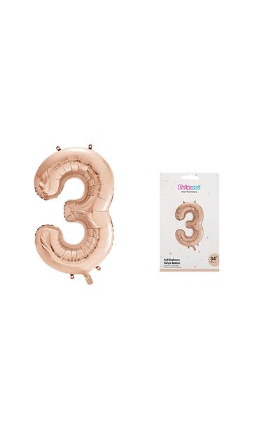 TATLI GÜNLER 34" Foil Balloon Number 3 Rose Gold