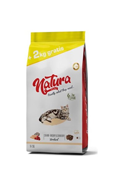 natura Düşük Tahıllı Somonlu Hamsili Böğürtlenli Kısırlaştırılmış Kedi Kuru Maması 8 2 Kg