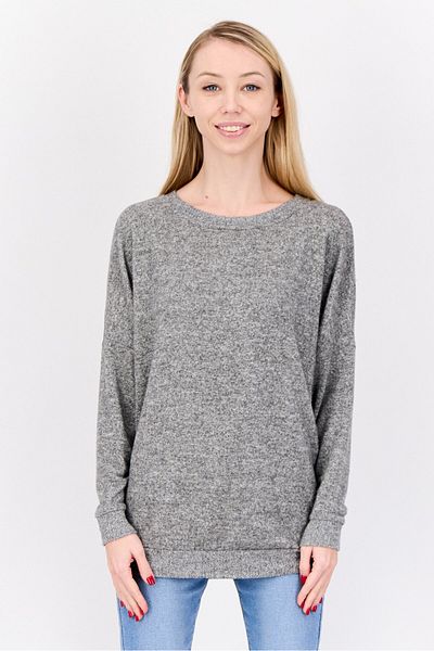Joie Women Round Neck Heather Sweater, Grey