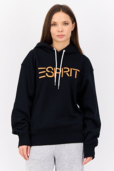 Esprit Women Brand Logo Hoodie, Black