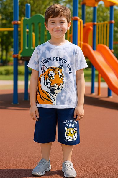 HÇM Boy's Shorts Suit Colorful Tiger Printed E33