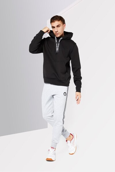 Michael Kors Men Hooded Plain Long Sleeves Sweatshirt, Black