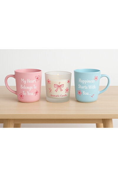 Rakle Mumlu Kupa Seti 2’li Kupa 1 Adet Mum 250 ml
