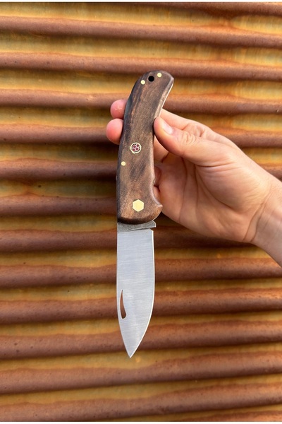 ATAK Ceviz Ağacı Saplı Çakı 4116 Paslanmaz - Kılıf - Erkek Hediye - 22 cm