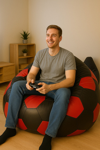 Pufumo XL BÜYÜK BOY FUTBOL TOPU PUF ARMUT KOLTUK SUNİ DERİ