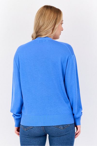 Esprit Women Solid Through Button Detail Cardigan, Light Blue