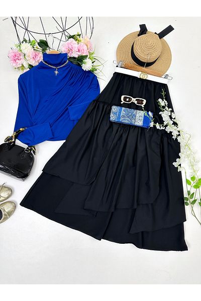 YEDİLALE Shirted Bluz Skirt Suit [Blouse, Skirt Included in Price]
