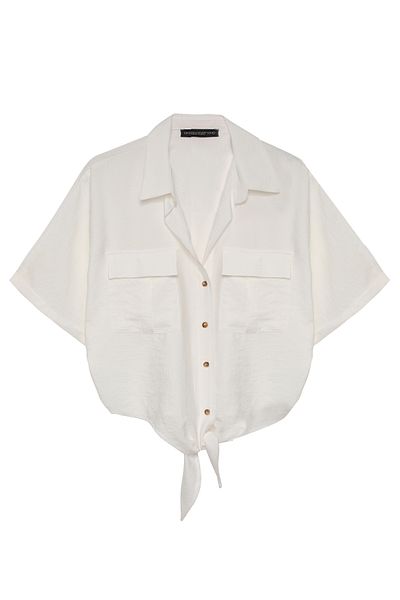 Quzu Lacing Detailed Shirt Ecru
