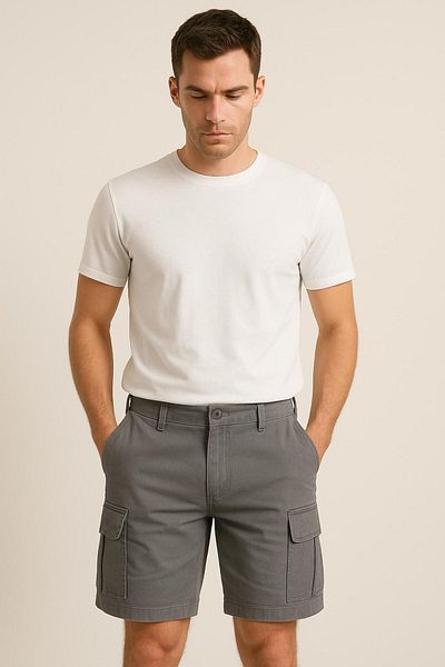 EN-NUR Gray Lycra Gabardine Men's Shorts