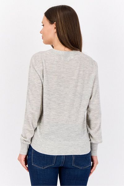 Esprit Women V Neck Heather Cardigan, Grey
