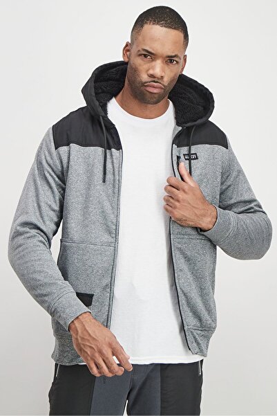 Hurley Men Hooded With Drawstring Long Sleeve Sweatshirt, Black and Grey