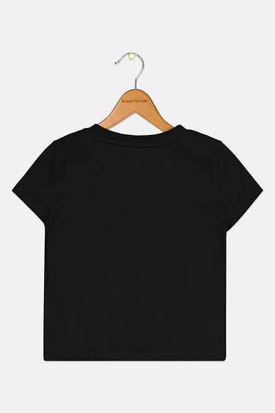 GAP Kids Girl Round Neck Short Sleeve Floral Print T-Shirt, Black