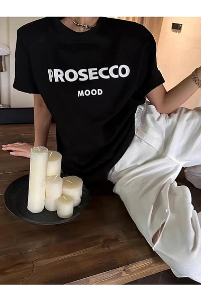 Touz Moda Prosecco Mood Printed Oversize T-Shirt