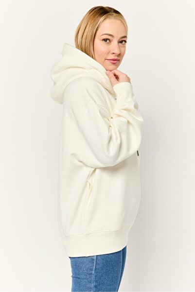Esprit Women Brand Logo Long Sleeve Hoodie, Off White