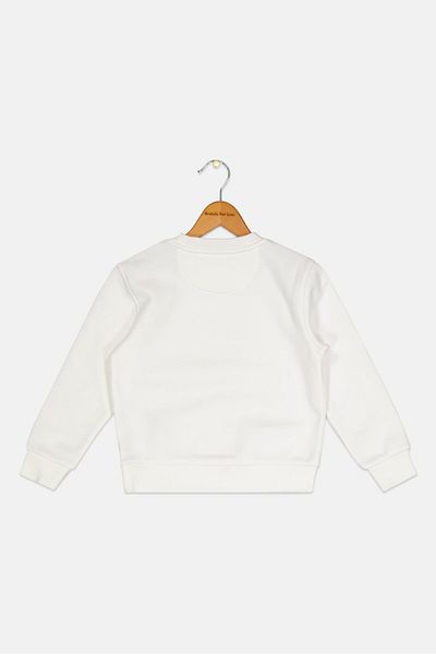 Esprit Kids Boy Crew Neck Graphic Print Long Sleeve Sweatshirt, White