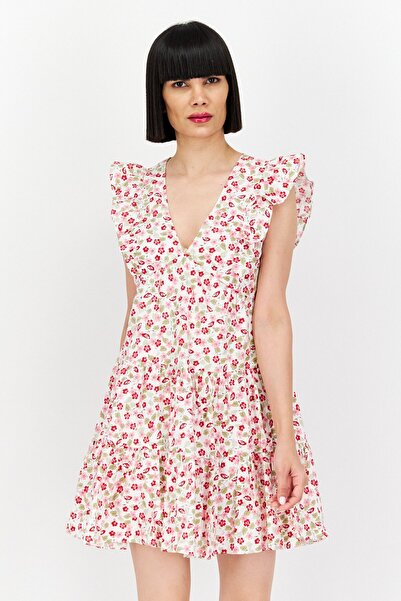 Aqua Women Floral Print Mini Dress, White