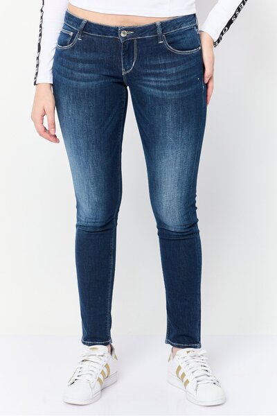 Guess Women Skinny Fit Washed Stretchable Denim Jeans, Washed Blue