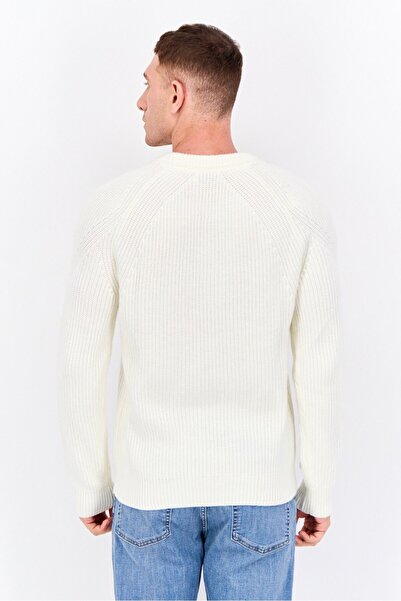 Jules Men Crew Neck Knitted Sweater, Cream