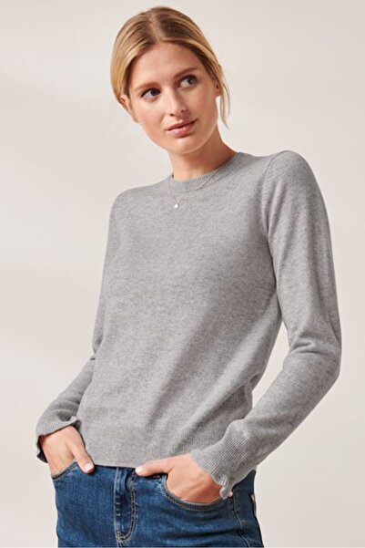 Tchibo Women Round Neck Textured Sweater, Grey