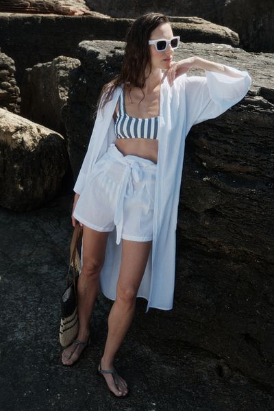 C&City Kimono-Set mit weißen Shorts – 9069
