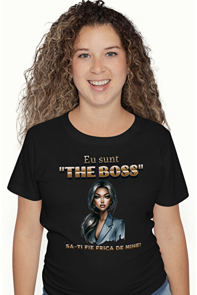 StoryGift Romania Tricou Femei Fata in Costum, Office Style, Text Eu sunt 'Th...