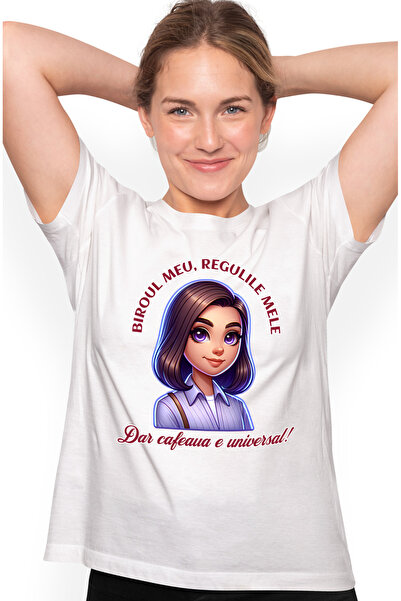 StoryGift Romania Tricou Femei Fata Office Text Haios Biroul Meu Regulile Mel...