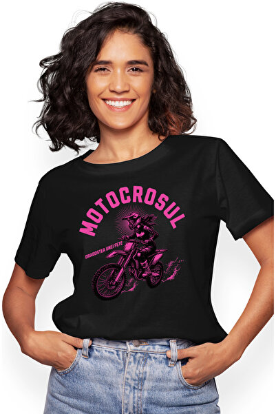 StoryGift Romania Tricou Femei Fata pe motocros text dragostea unei fete cu i...