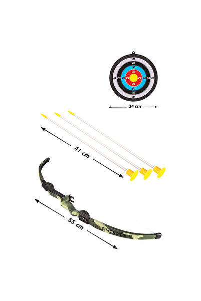 ACTION ONE Camouflage bow with 3 arrows and target, 55cm