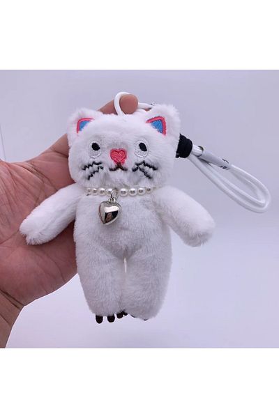 Choice 11 15 سم Kawaii Cat أفخم سلسلة مفاتيح القط الوردي أفخم قلادة الحيوانات دمية مفتاح السيارة الديكورات تفعل