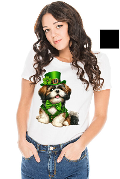 StoryGift Romania Tricou Femei cu un catelus blanos vesel, ilustratie, poarta...