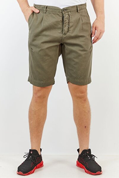 Antony Morato Men Carrot Fit Solid Chino Shorts, Army Green
