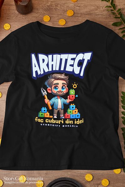StoryGift Romania Tricou Femei Arhitect Text Fac cuburi din idei Inspiratie Desen cu imprimeu pe F BLK_XS