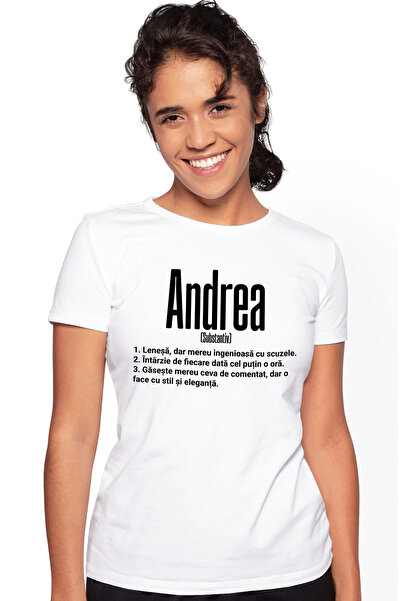 StoryGift Romania Tricou Femei Cu Numele Andrea, si Mesaj Amuzant, Lenesa, Me...