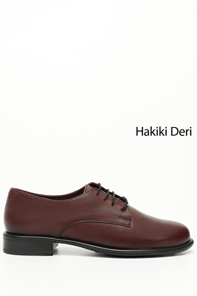 GÖNDERİ(R) Dámské burgundské starožitné šněrovací boty Oxford z pravé kůže