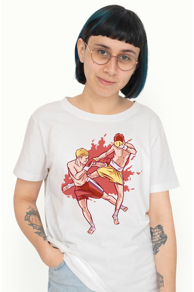 StoryGift Romania Tricou Femei Cu Doi Barbati Arte Martiale, In Flacari, Iubi...