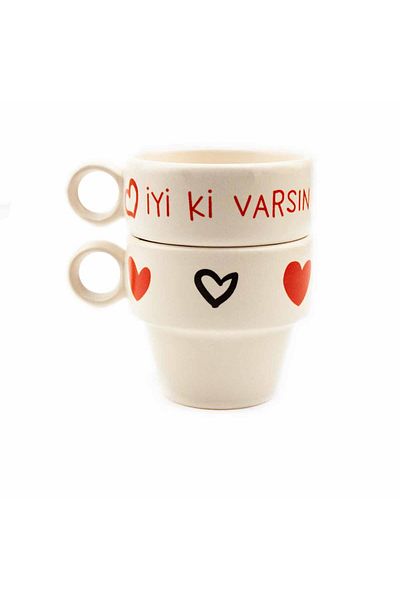 PALTO TASARIM Good to See You! Set of 2 Espresso Cups - Gift Ceramic Cup