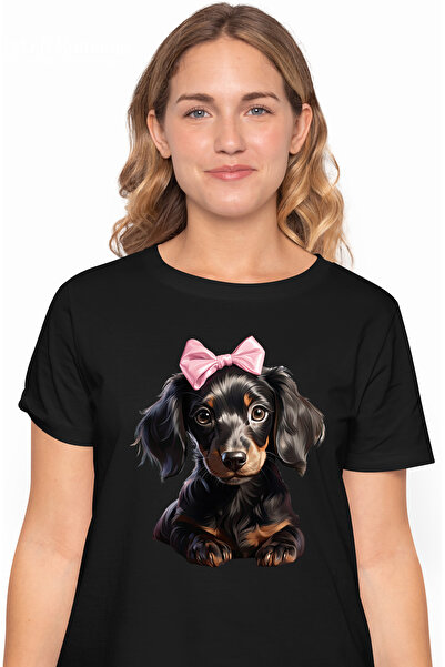 StoryGift Romania Tricou Femei cu o catelusa neagra, ilustratie, curiozitate,...