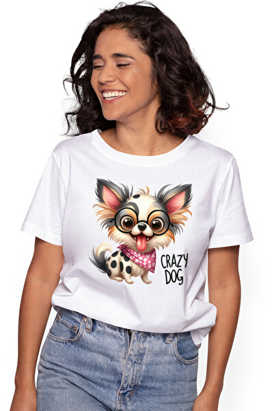 StoryGift Romania Tricou Femei cu un catel cu ochelari, ilustratie, vesel, ne...